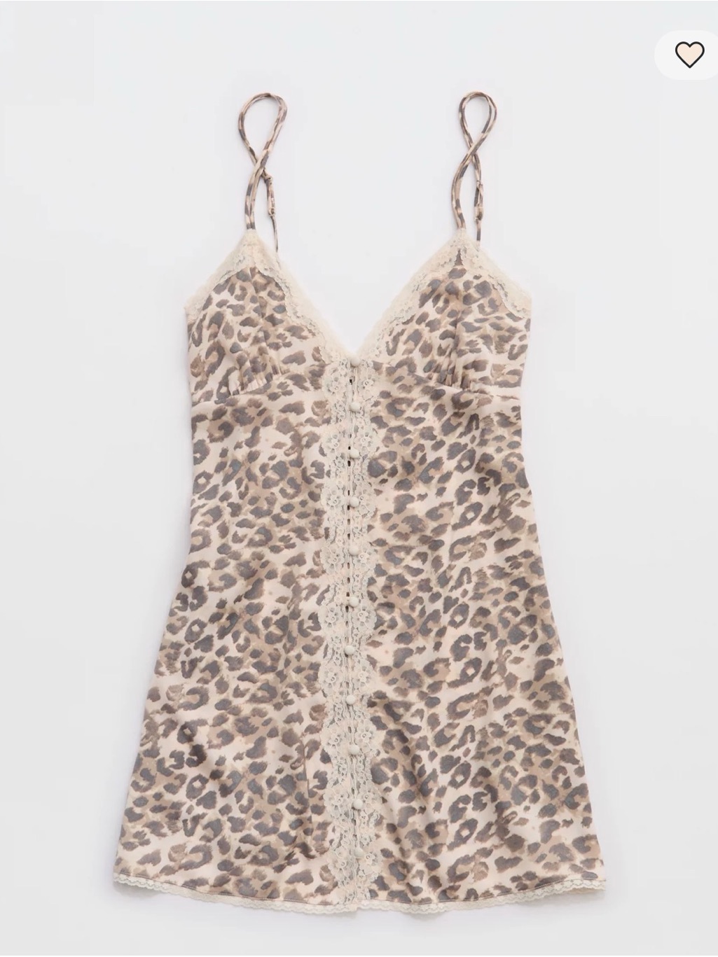 Aerie Leopard-Print Lace Trim Slip - Neutral Beige